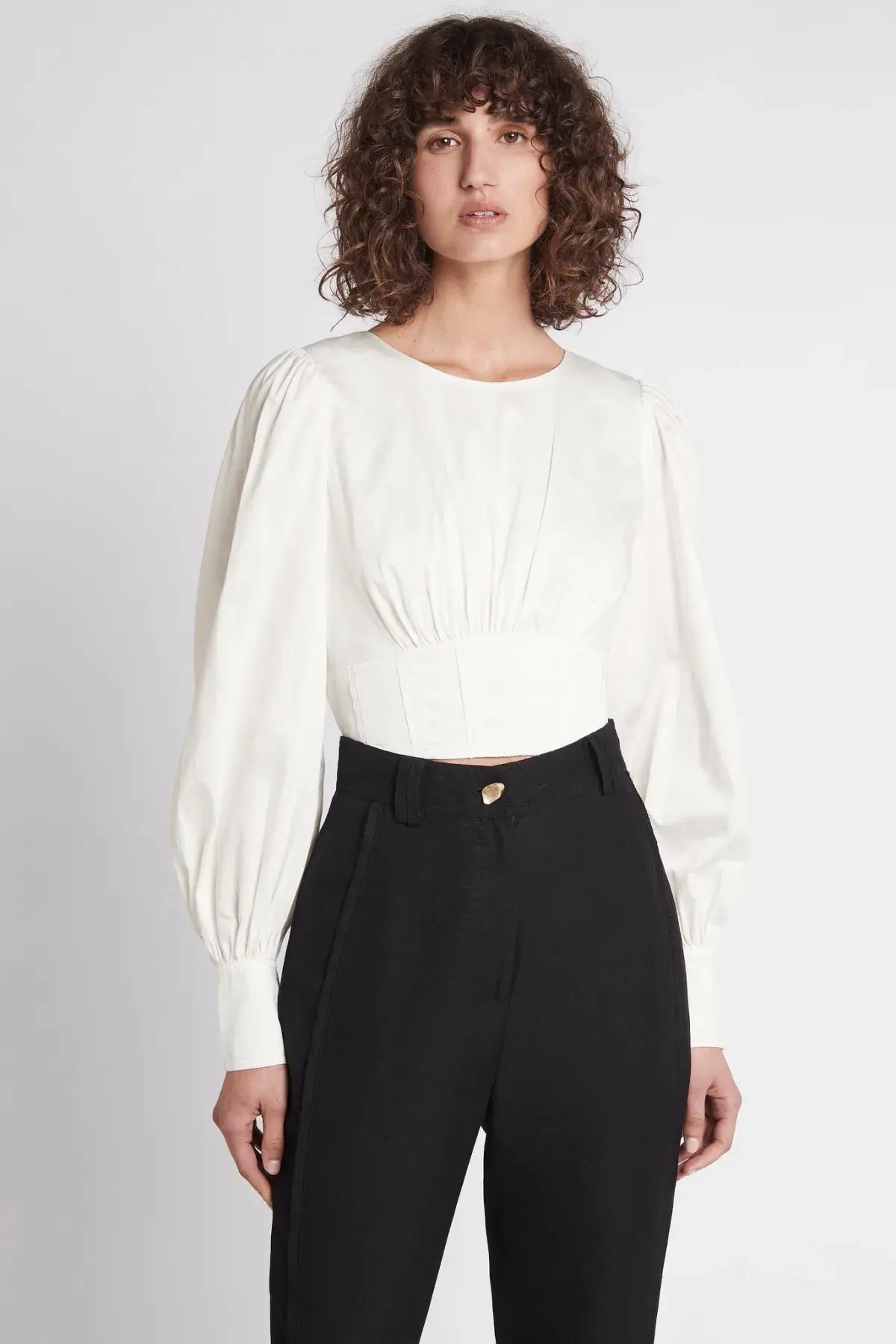 Aje Poised Lace Up Cropped Top Ivory Size 12 / L photo 2