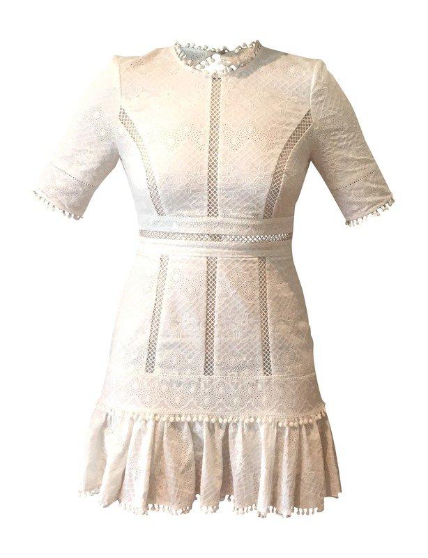 Zimmermann Caravan Embroidered Flip Mini Dress Ivory Size 2 / Au 12 photo 2