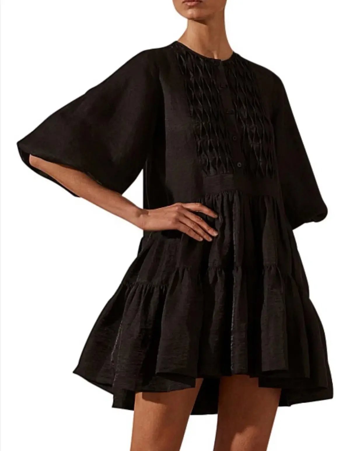 Shona Joy Margaux Tuxedo Shirt Mini Dress Black Size 6 photo 4