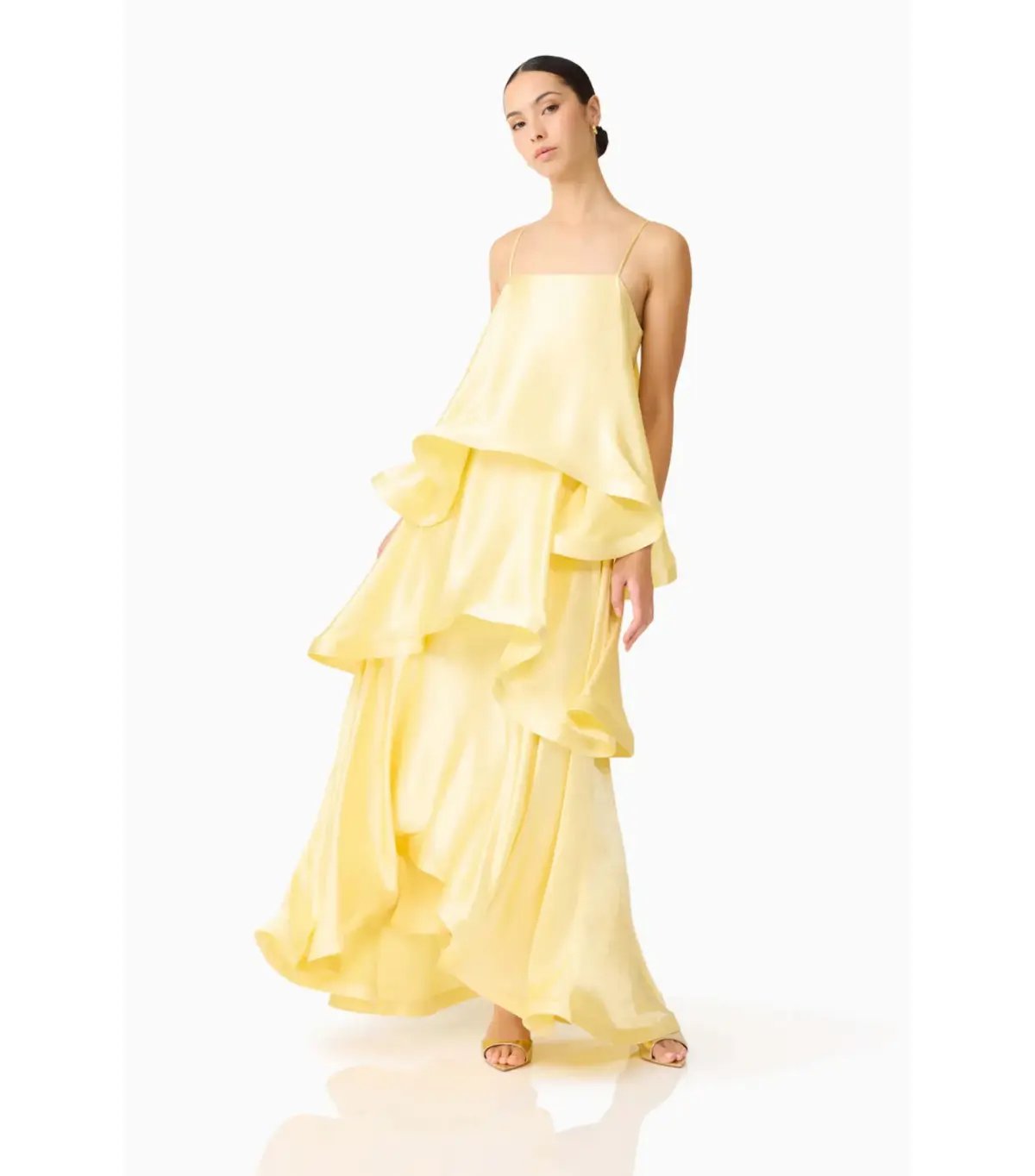 Elliatt Tilly Tiered Maxi Dress Butter Yellow Size AU 14 photo 3