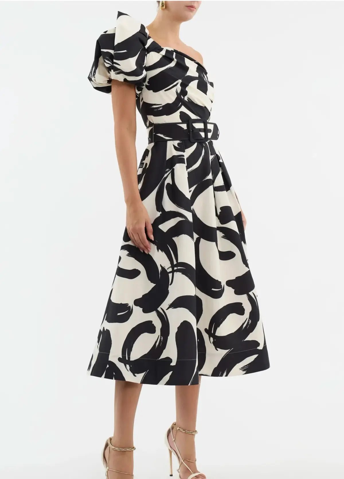 Rebecca Vallance Pompidou One Shoulder Midi Dress Print Size 10 photo 2