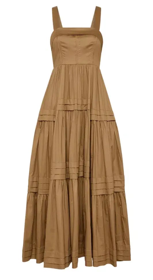 Aje Sophie Tiered Midi Dress Brown Size 10 photo 3