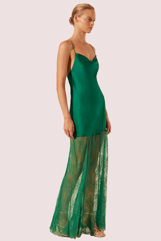 Shona Joy Elle Silk Lace Dress Green photo 3