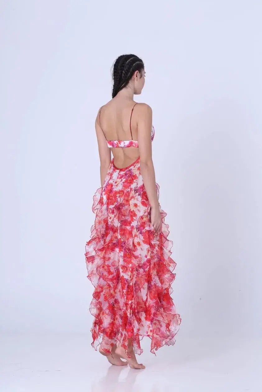 Menti Santorini Iris Flower Dress in Red Floral Size XS / AU 8 photo 3