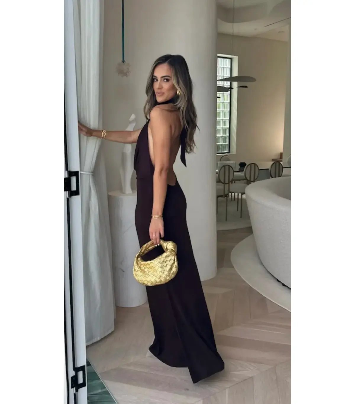 Sneaky Link Saint Plunge Maxi Dress Cocoa Size AU 10 photo 2