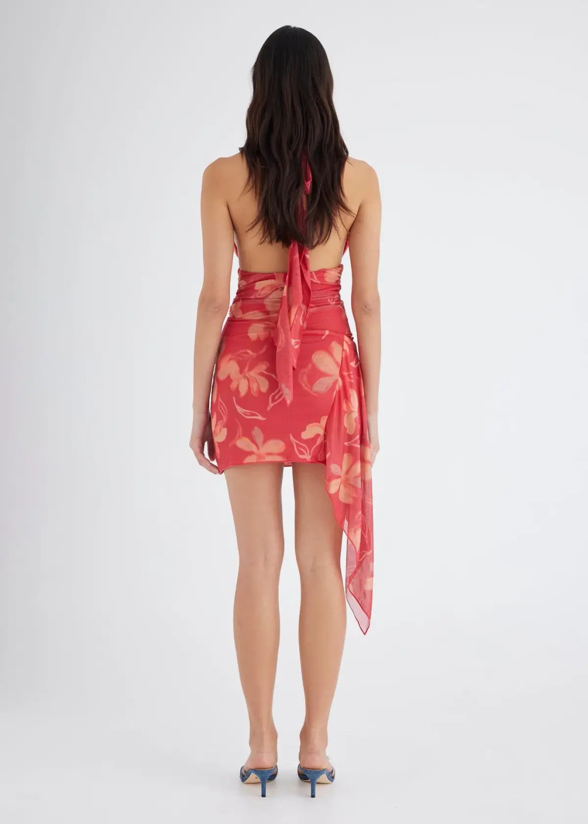Benni Penelope Halter Mini Dress Hibiscus Floral Size 8 photo 2