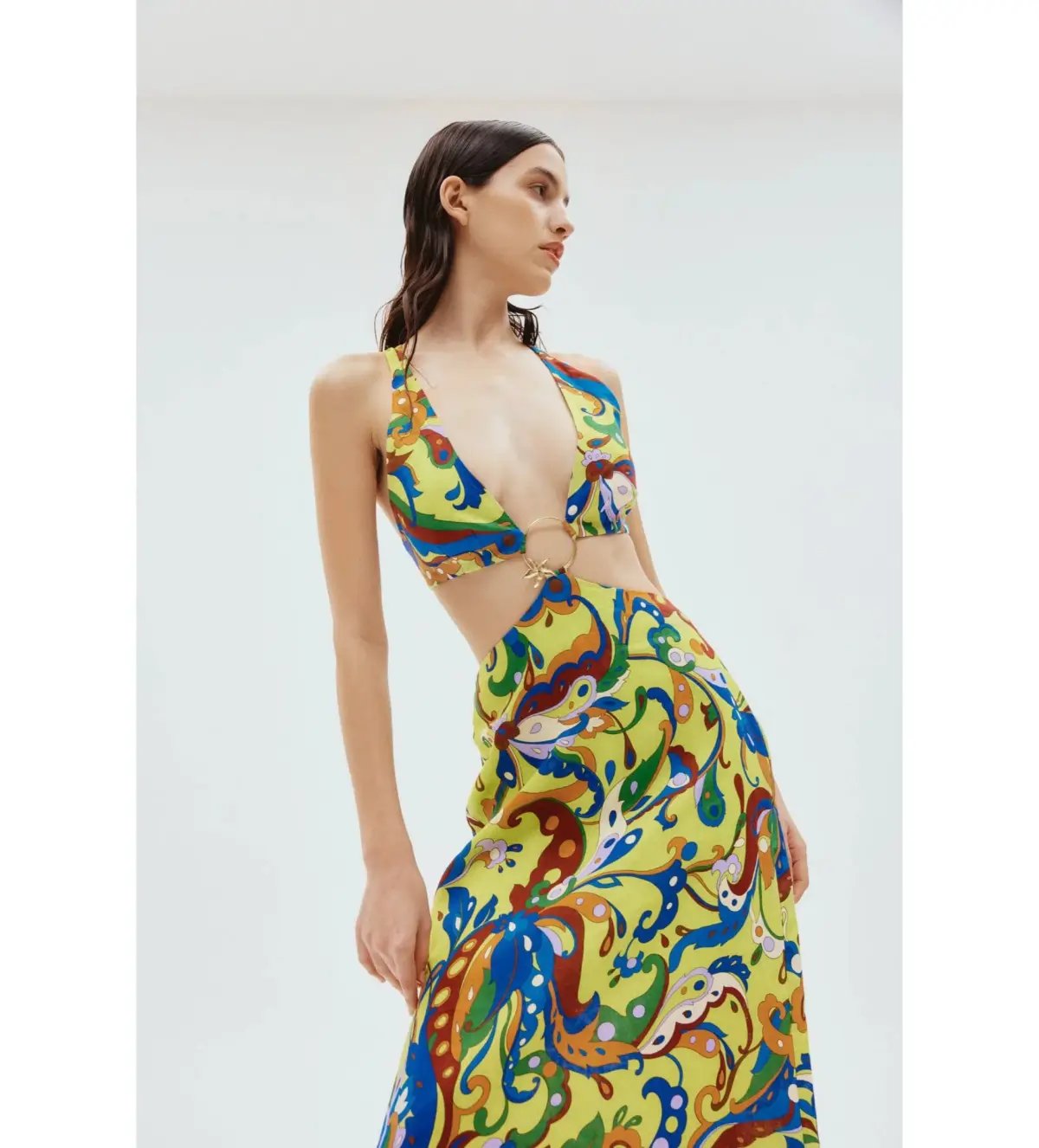 Alemais Yvette Cut Out Midi Dress Print Size 4 photo 2