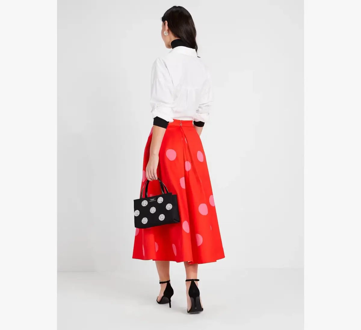 Kate Spade Giant Dot Faille Midi Skirt Orange Print Size 8 US / 12 UK/AU photo 2