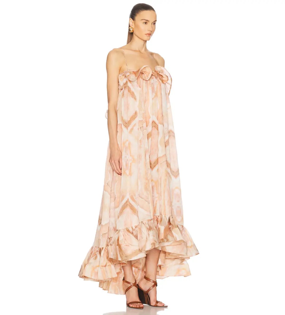 Zimmermann Illuminate Flounce Midi Gown in Guava Agate Size 6 photo 2