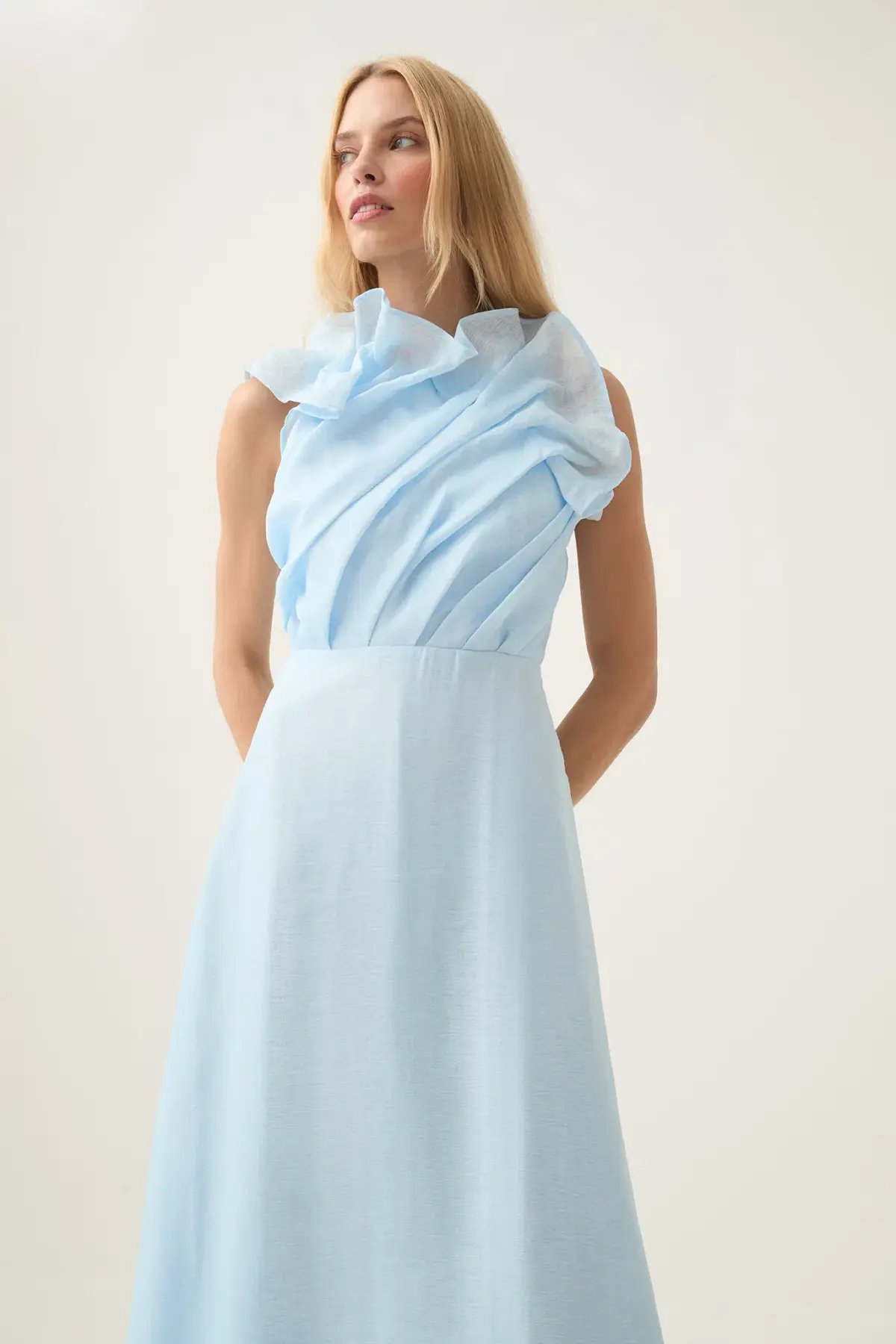 Aje Genesis Midi Dress Sea Breeze Blue Size 12 photo 2