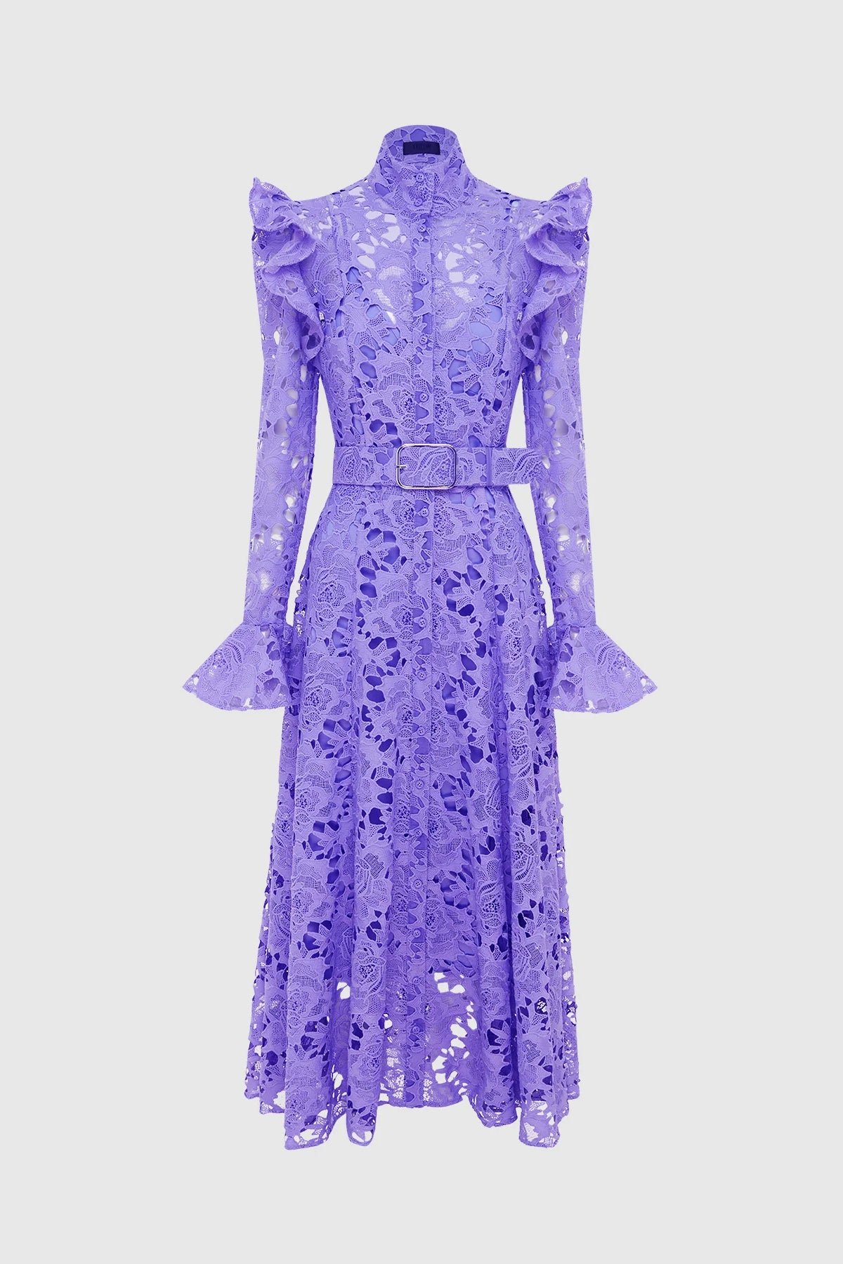 LEO LIN ALIYAH LACE BUTTERFLY SLEEVE MIDI DRESS - LAVENDER photo 3