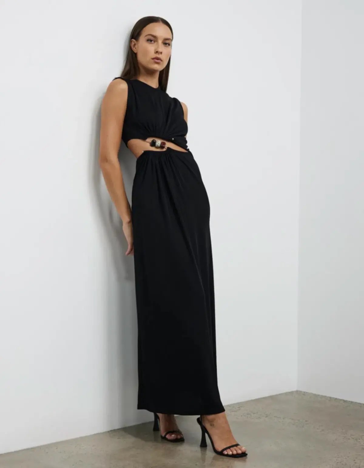 Christopher Esber Ruched Quartz Abacus Dress Black Size 8 photo 4