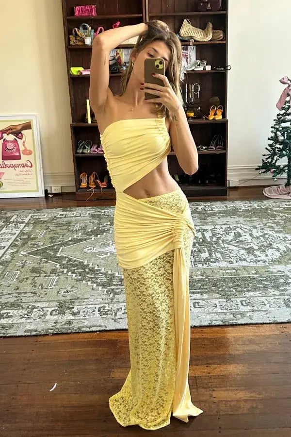 Deconduarte Paridiso Maxi Dress Yellow Size XS/6 photo 10