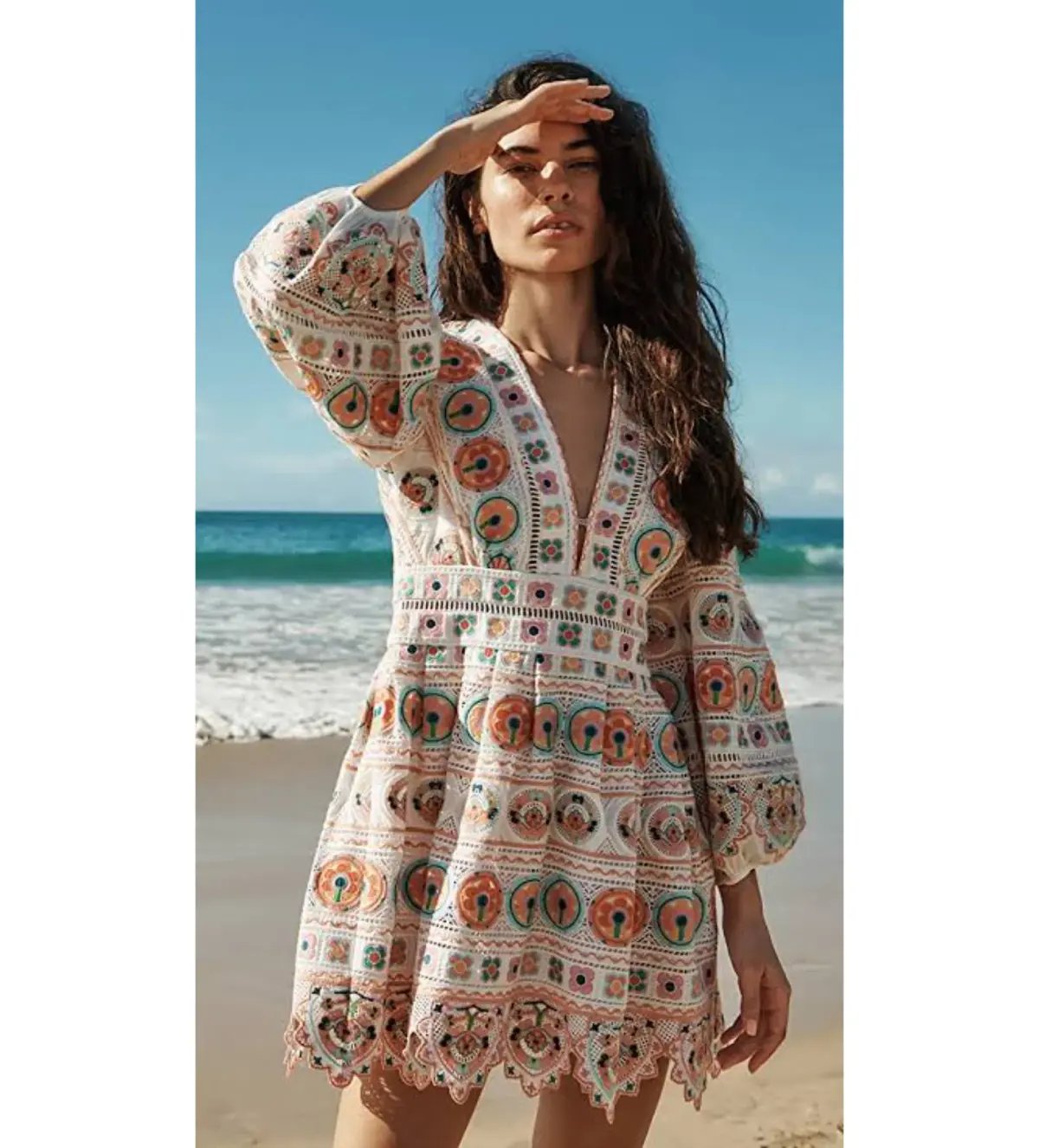 Zimmermann Brighton Plunge Embroidered Floral Mini Dress in Multi Size 0/ 8 AU photo 4