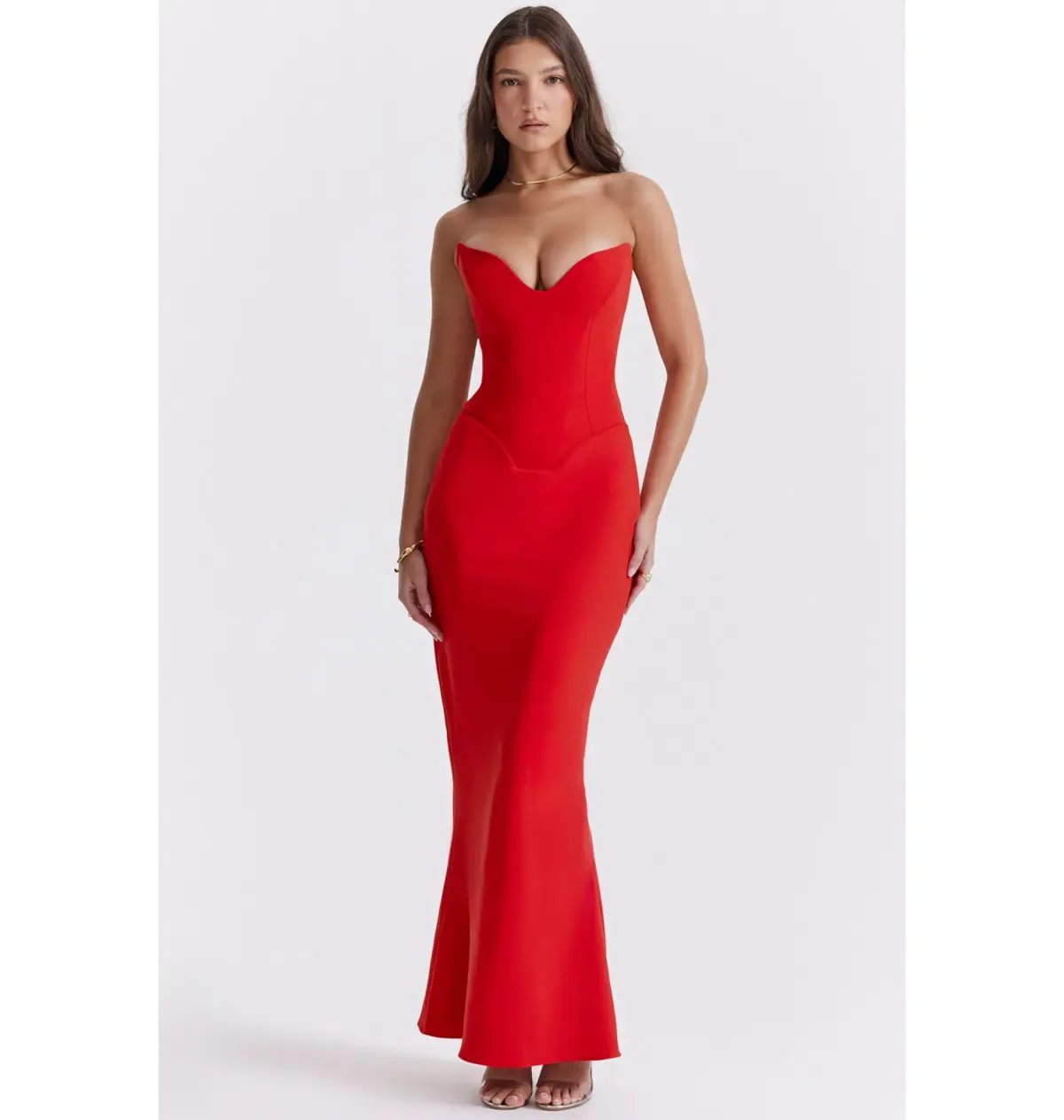 House of CB Tamara Strapless Maxi Dress Cherry Red Size M / AU 10 photo 3