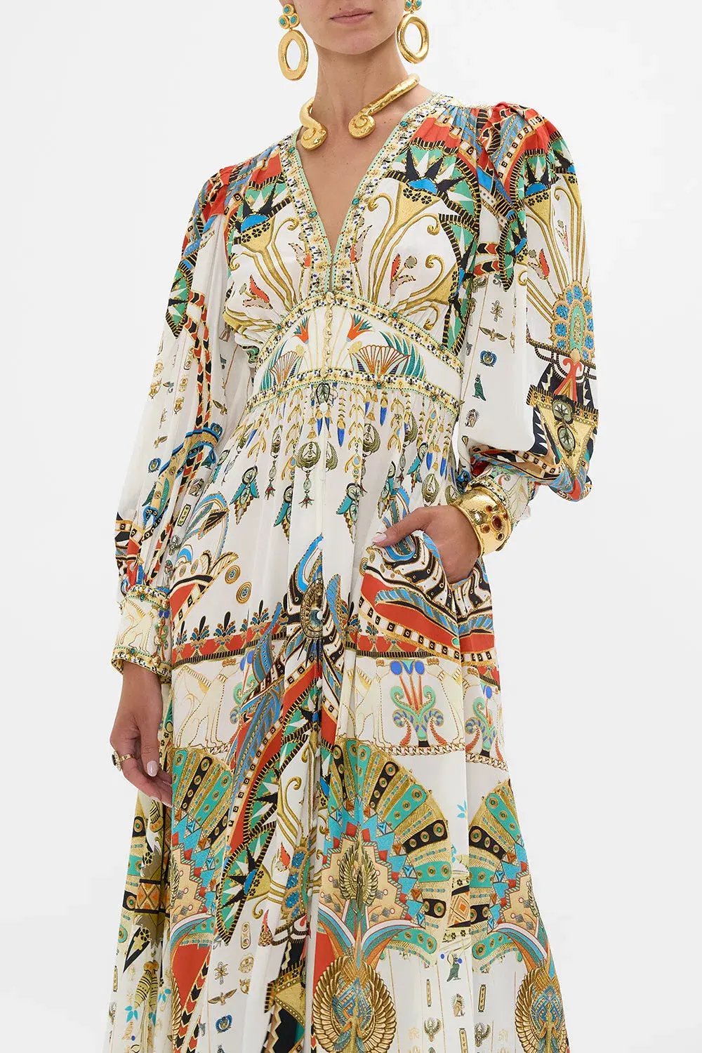 Camilla Valley of the Queens Shaped Waistband Dress with Gathered Sleeves Size M / AU 12 photo 4