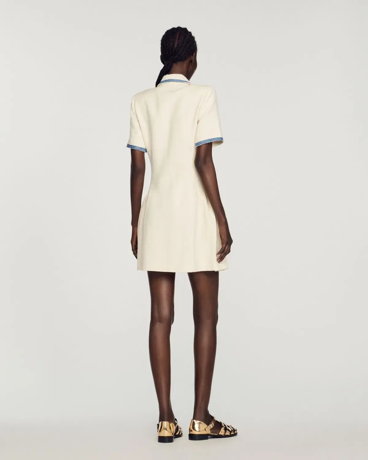 Sandro Paris Seville Double Breasted Woven Mini Dress White Size S / AU 8 photo 2