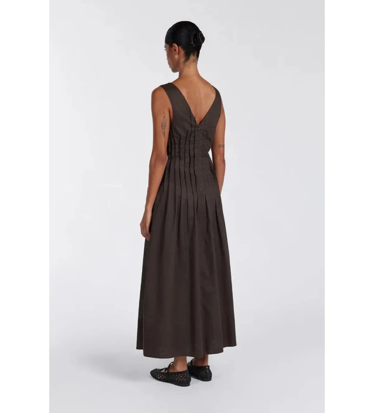 Dissh Mana Bitter Choc Linen Midi Dress Bitter Chocolate Size AU 10 photo 4