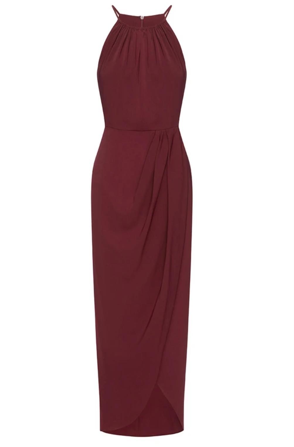 Shona Joy - Core high Neck Ruched Dress - Burgundy photo 3