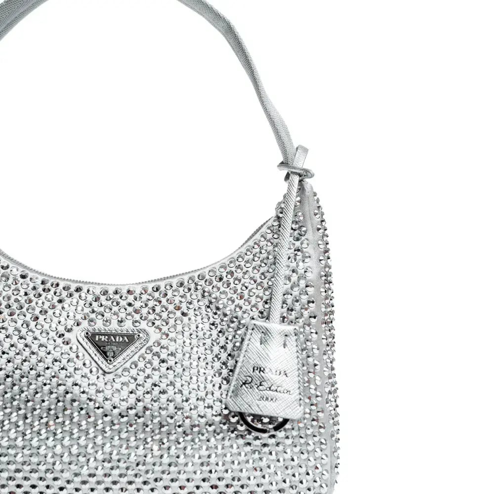 Prada Satin Crystal Mini Bag Silver photo 2