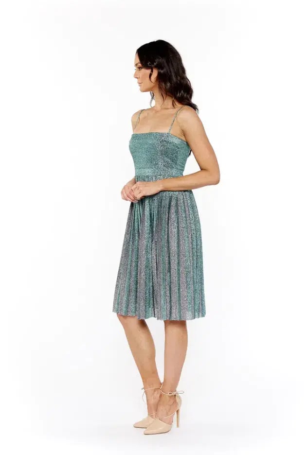 MISHA Janelle Midi Dress Green Glitter Size 8/S photo 2