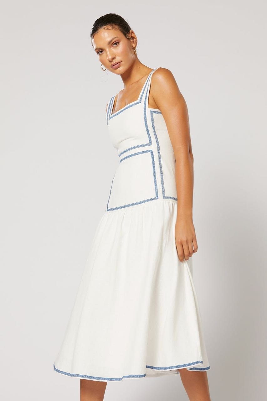 WINONA VITTORIA MIDI DRESS - WHITE BLUE photo 2