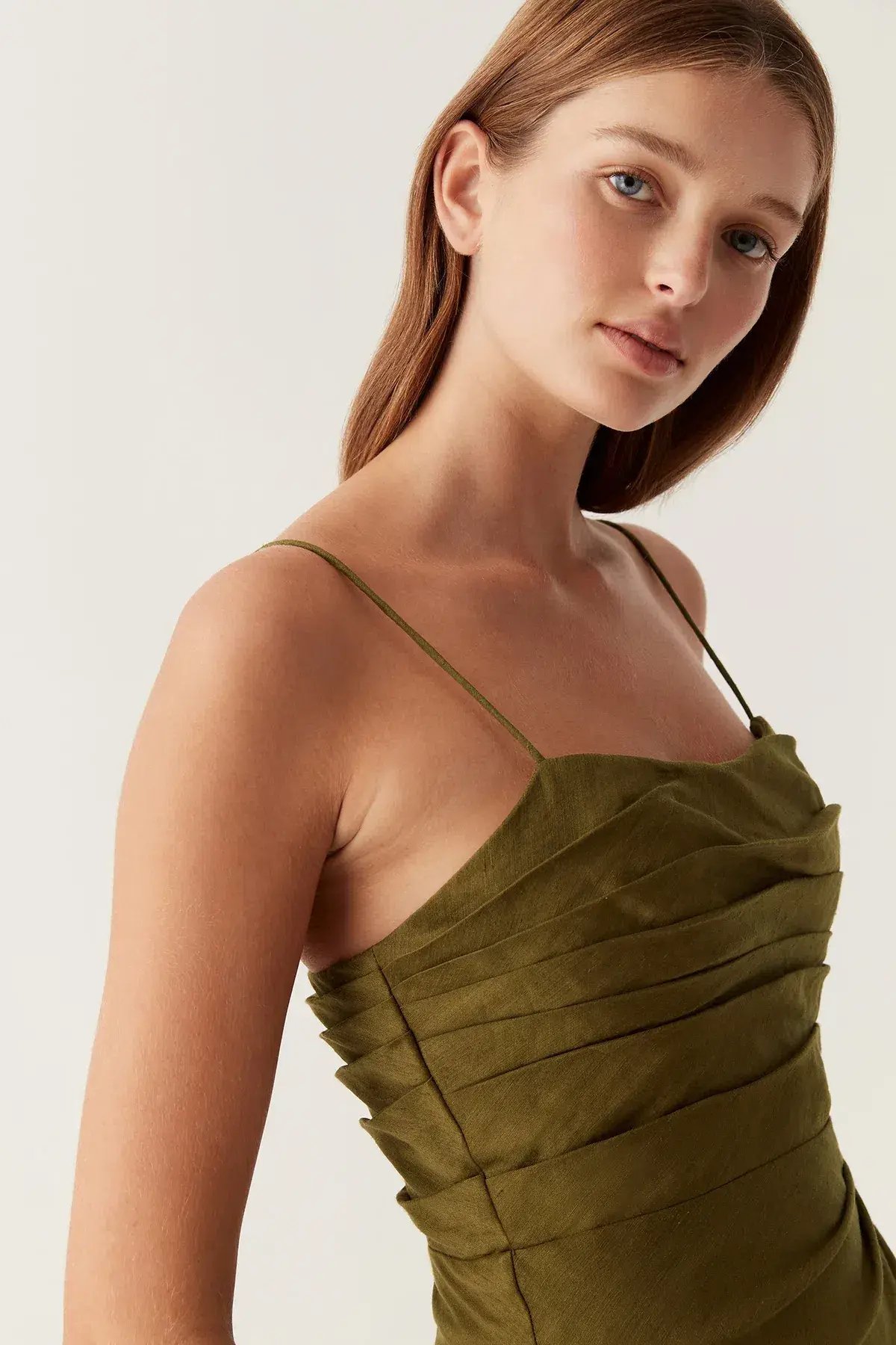 Aje Clarice Midi Dress Deep Olive Size 6 photo 3