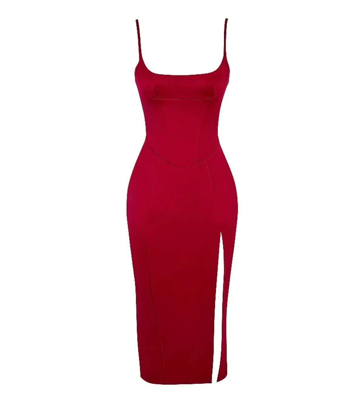 House Of Cb Casimira Wine Satin Corset Midi Dress Red Size 8 photo 8
