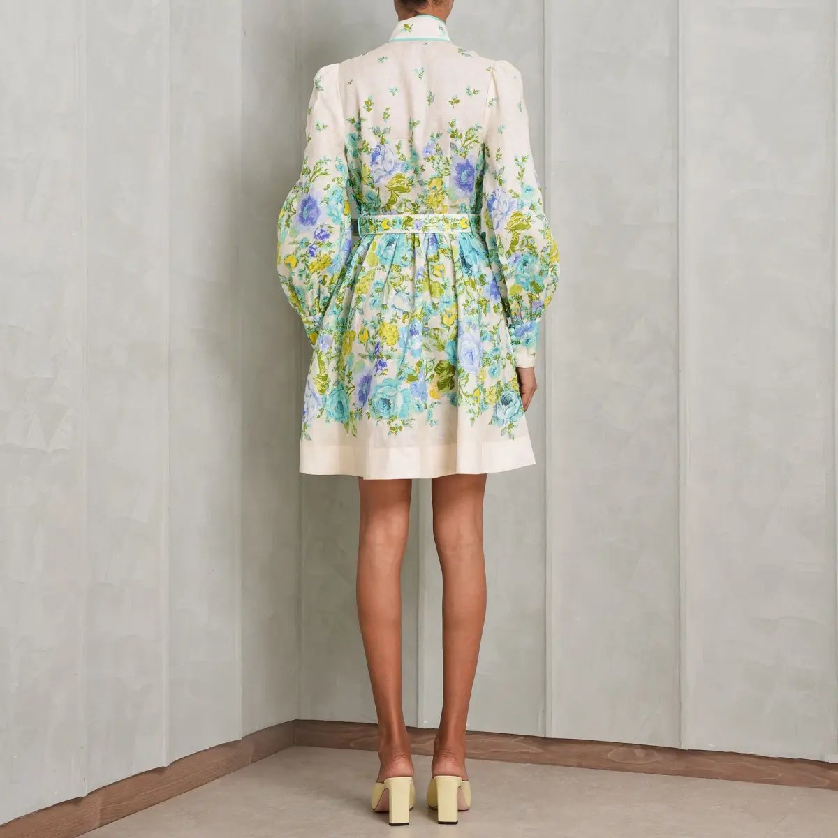 Zimmermann Raie Buttoned Mini Dress Floral Size 4/Au 14 photo 2