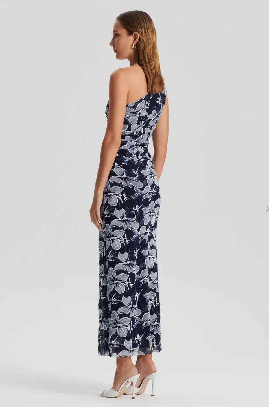 Scanlan Theodore Italian Floral Mesh Dress Navy Size 8 photo 5