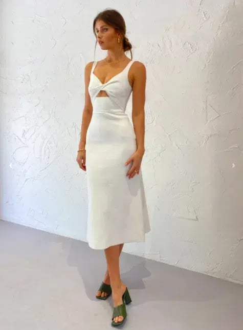 Bec & Bridge Pearl Midi Dress Ivory Size 10 photo 3