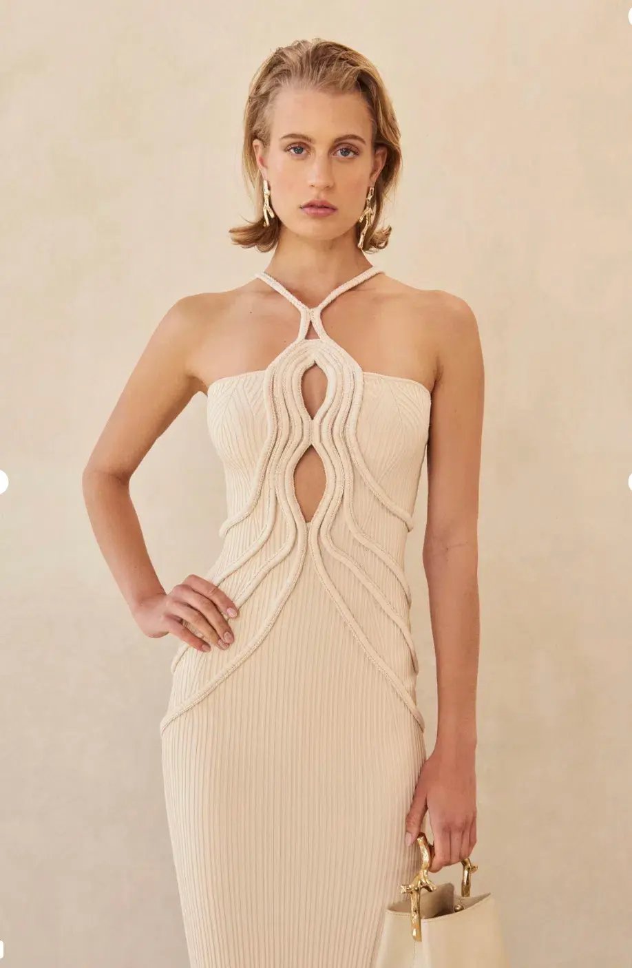 Cult Gaia Avery Knit Dress Cream Size 8 photo 2