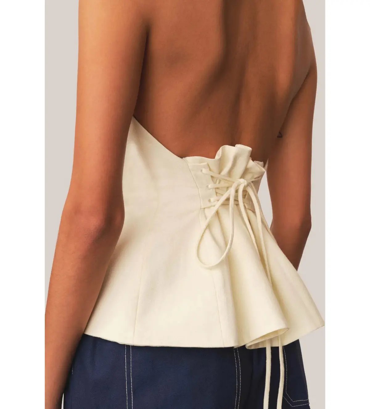 Tae Park Sculpted Halter Top Ivory Size S AU 8 photo 7
