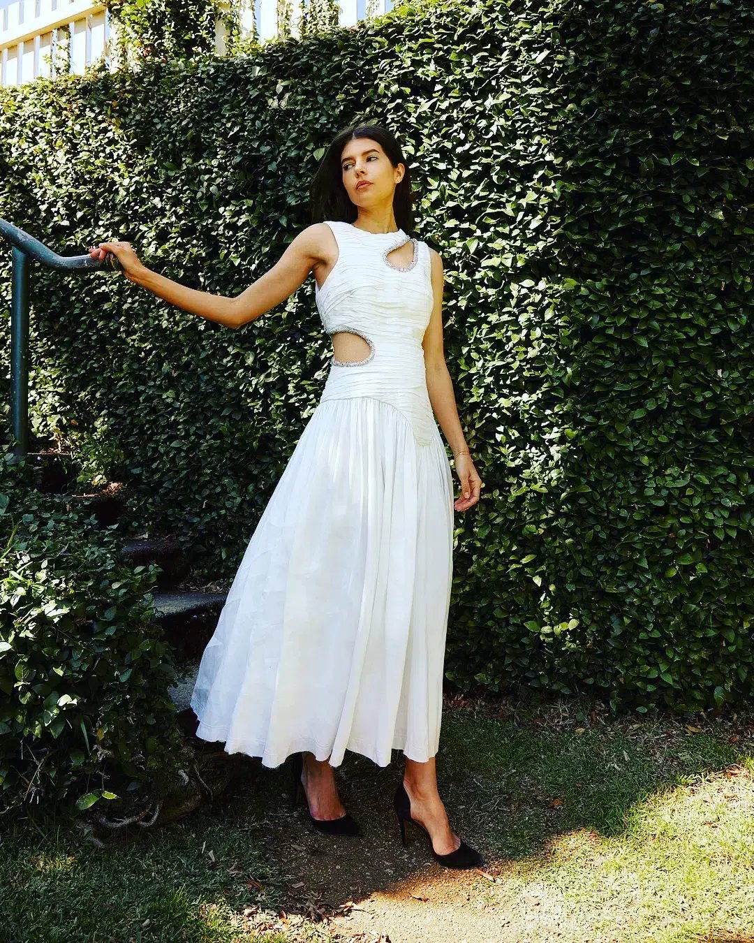 Aje Jolie Abstract Cut Out Midi Dress Ivory Size AU 10 photo 4