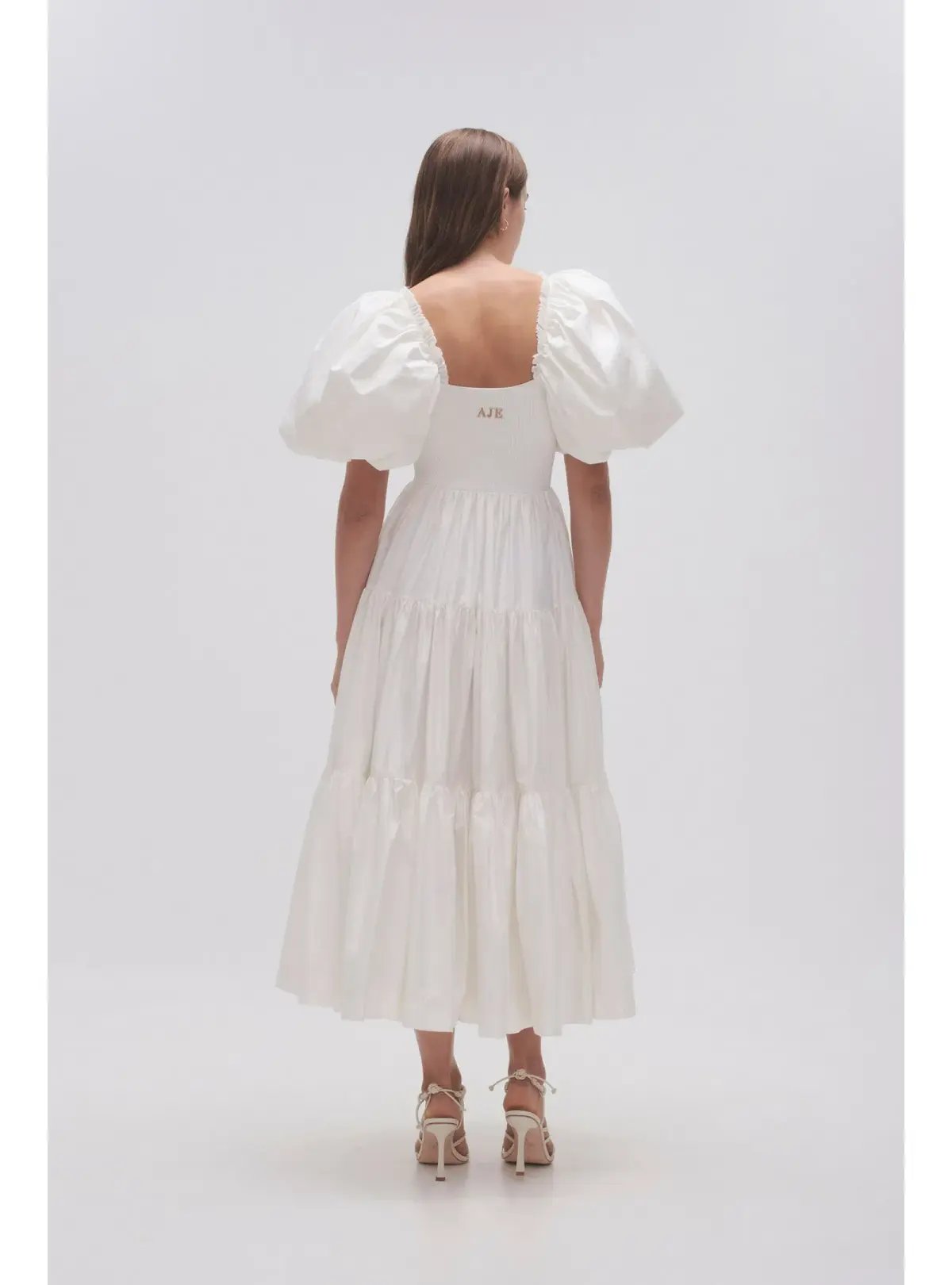 Aje Casa Puff Sleeve Midi Dress Ivory Size AU 10 photo 3