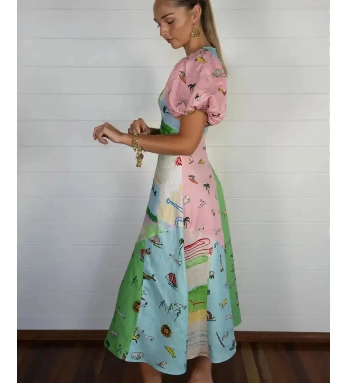 Alemais Jet Midi Dress Multi Print Size AU 8 photo 4