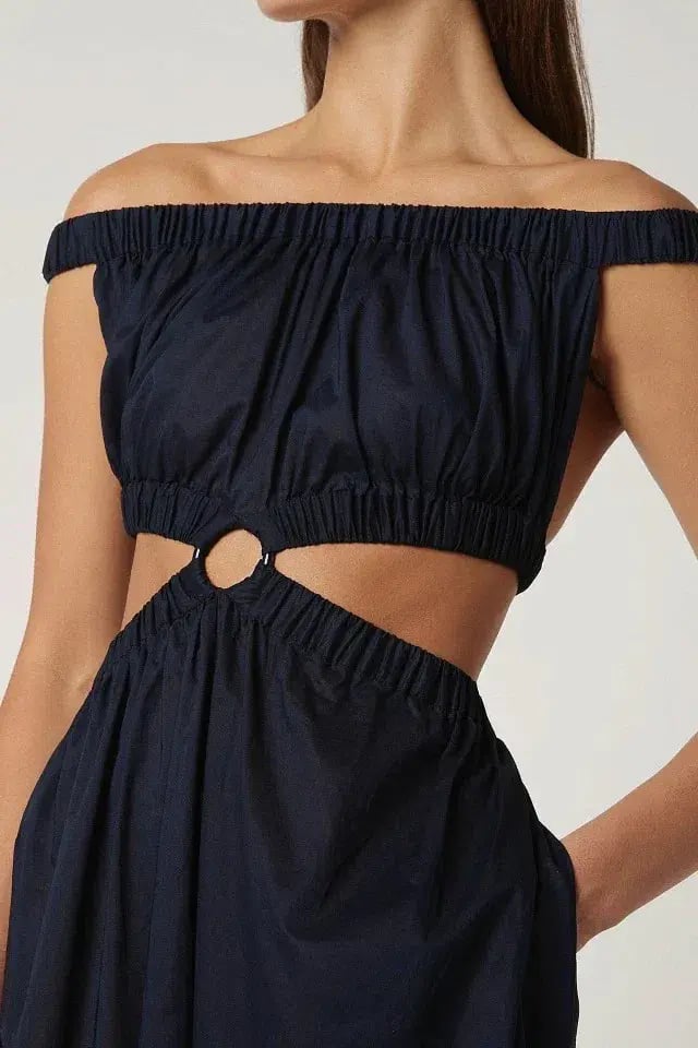 Scanlan Theodore Cotton Voil Ring Dress Navy Size M photo 2