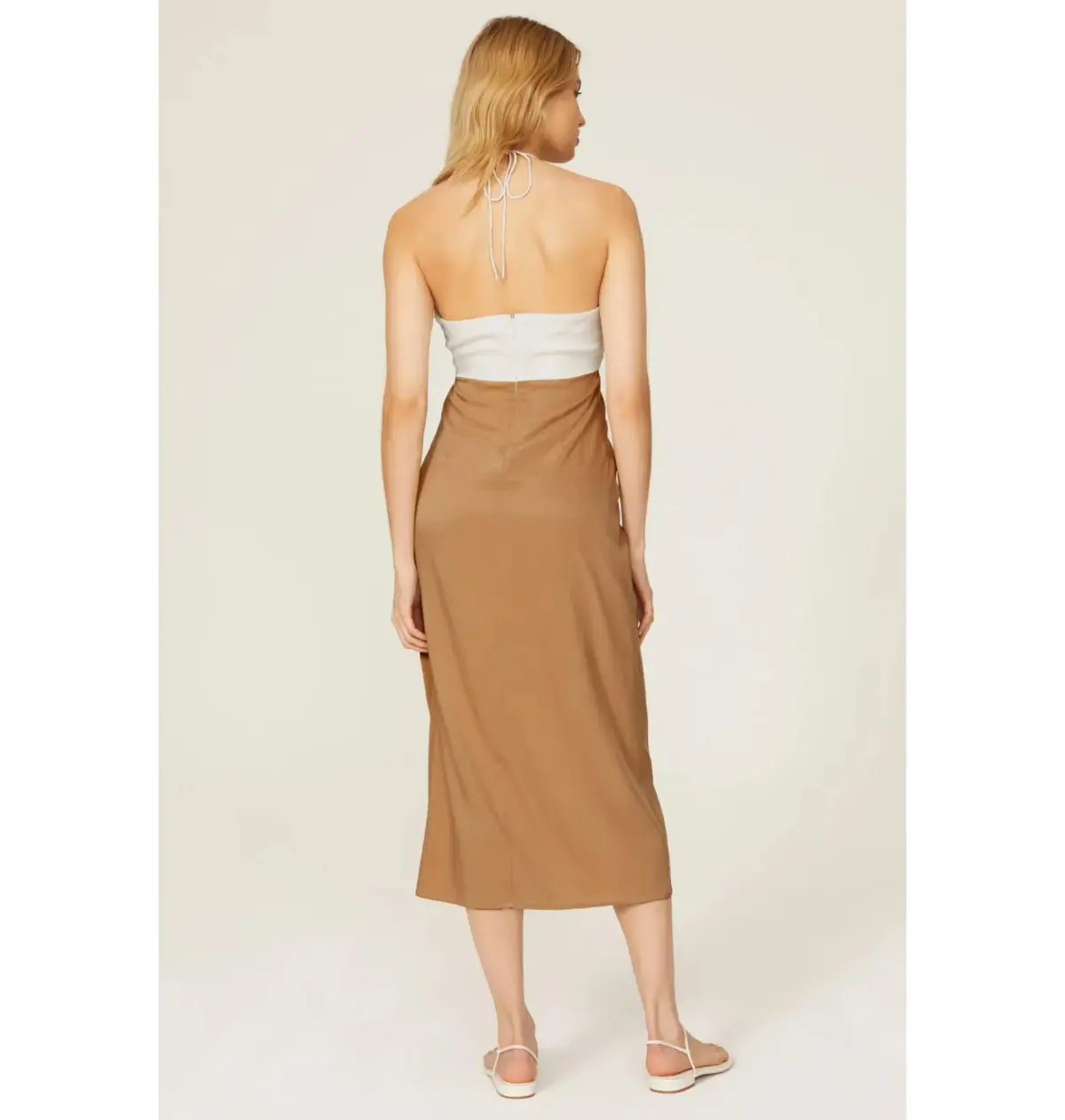 Third Form Lets Split Slip Dress Off White And Tan Size AU 14 photo 3