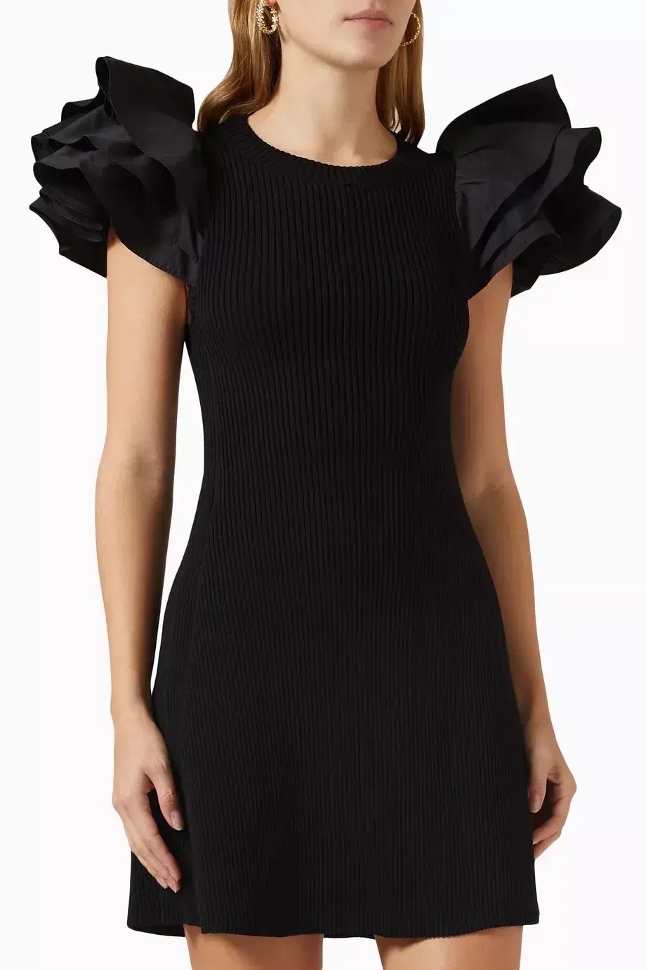 Aje Black Questa Puff Ruffle Sleeve Mini Dress | Size M photo 5