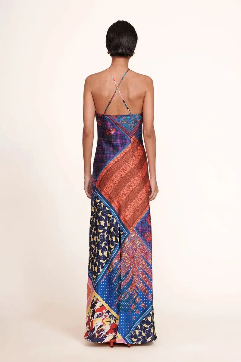 Staud Cubism Dress Patchwork Foulard Multi-colored Size AU 10 photo 3