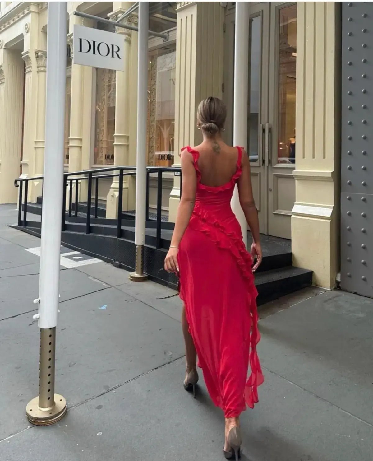 House of CB Ariela Ruffle Maxi Dress Cherry Red Size S / AU 8 photo 4