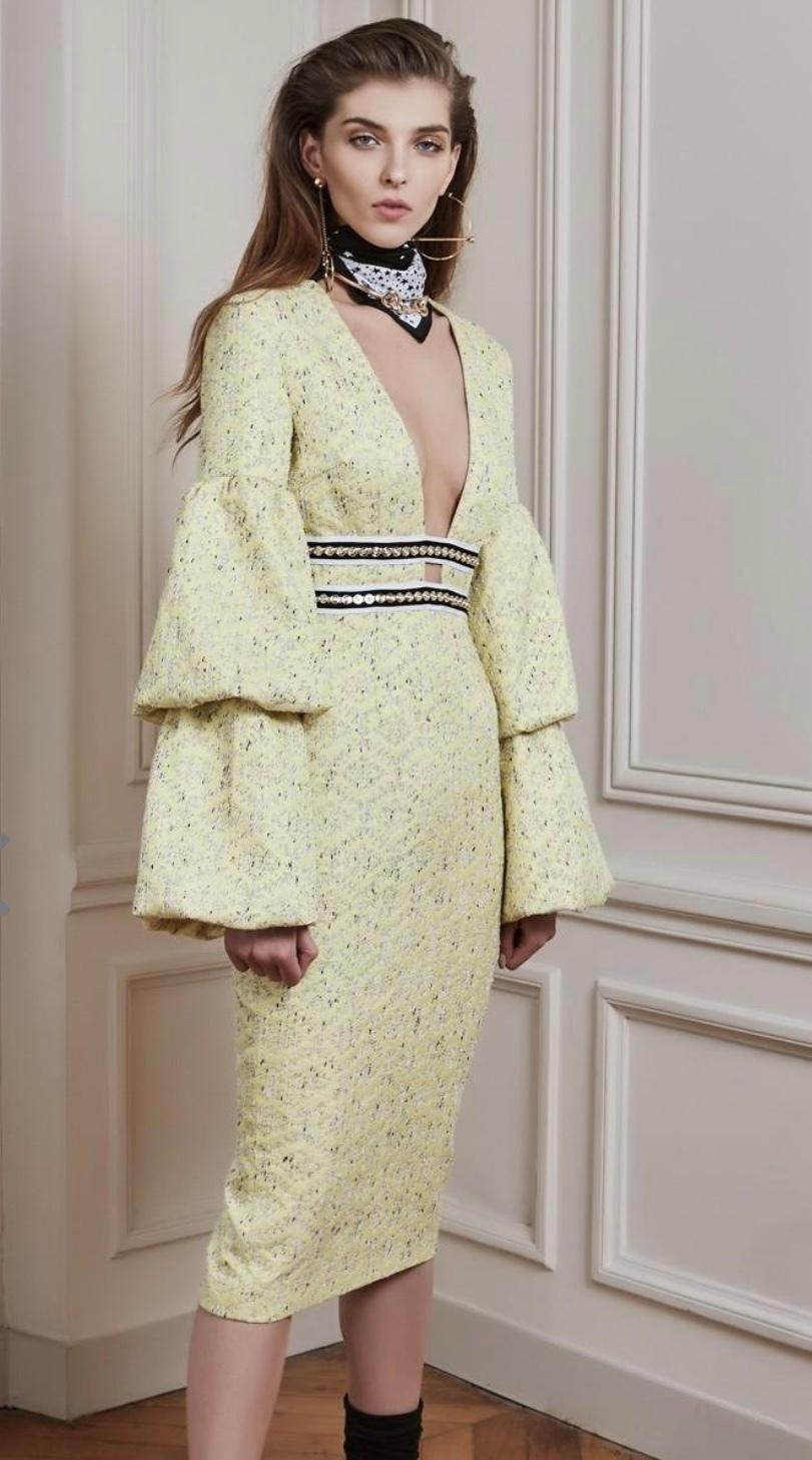 Asilio The Other Woman Midi Dress Yellow Size 10 photo 3