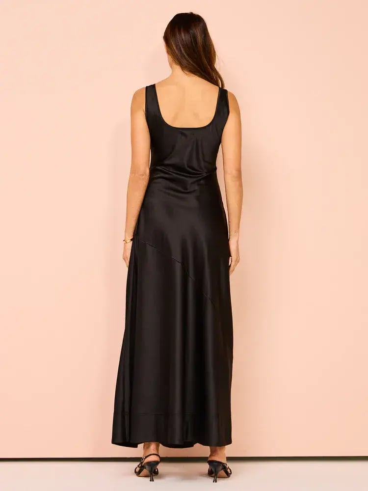 By Nicola Beneath The Stars Bias Cut Slip Dress In Black Size 12 photo 3