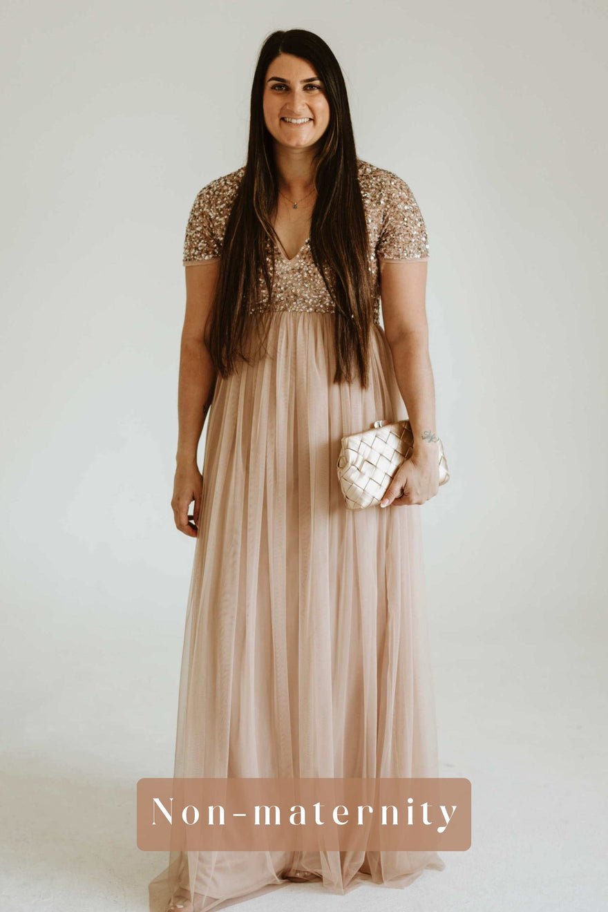 ASOS Design Maya Maternity Short Sleeve Tulle Maxi With Sequins photo 4