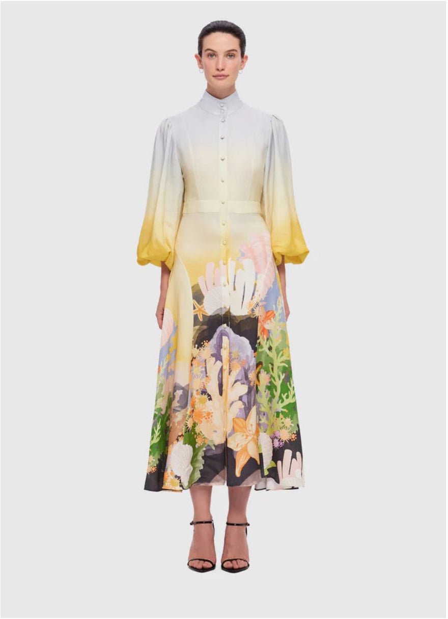 Leo Lin Nellie Midi Dress Neptune Print in Seashell photo 2
