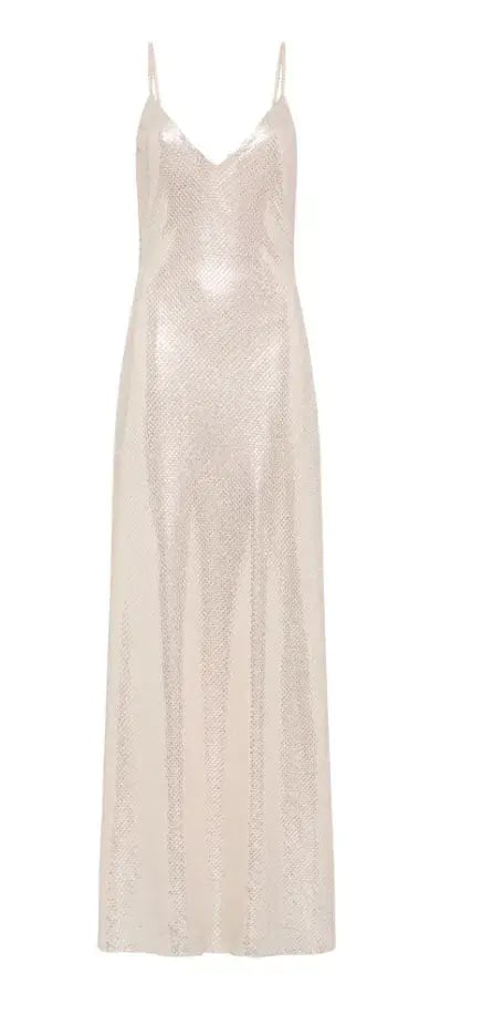 Manning Cartell High Voltage Slip Maxi Dress Nude Silver Size 6 photo 4