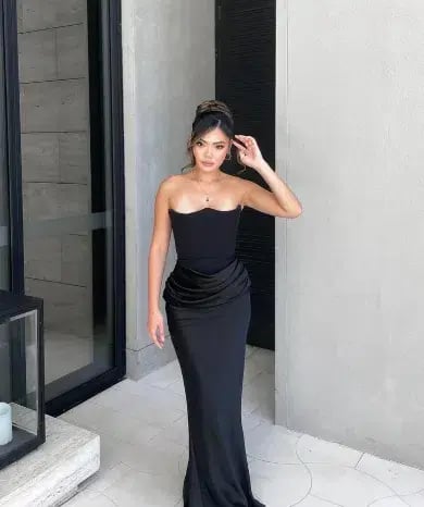 House of CB Persephone Strapless Corset Dress Black Size 8 photo 3