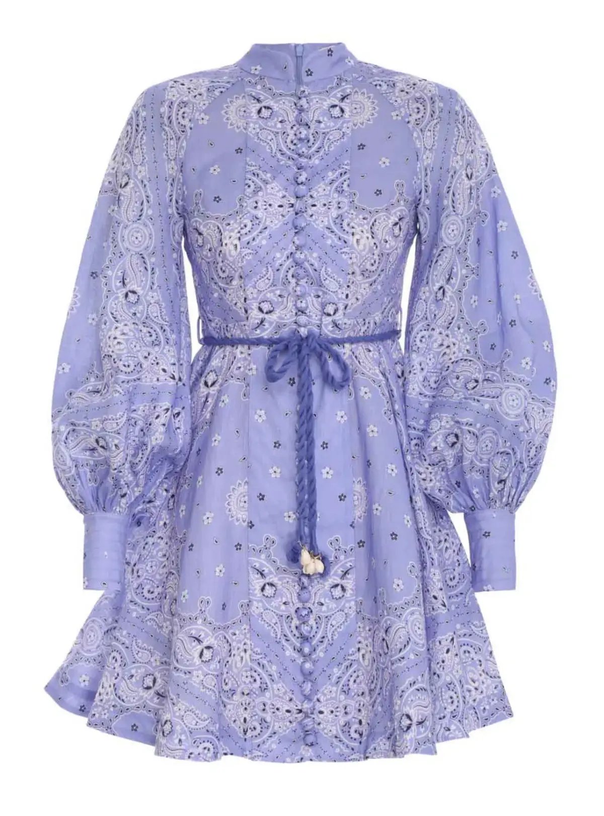 Zimmerman Violet Button Up Mini Dress in Cornflower Bandana Print Size 1 / Au 10 photo 7