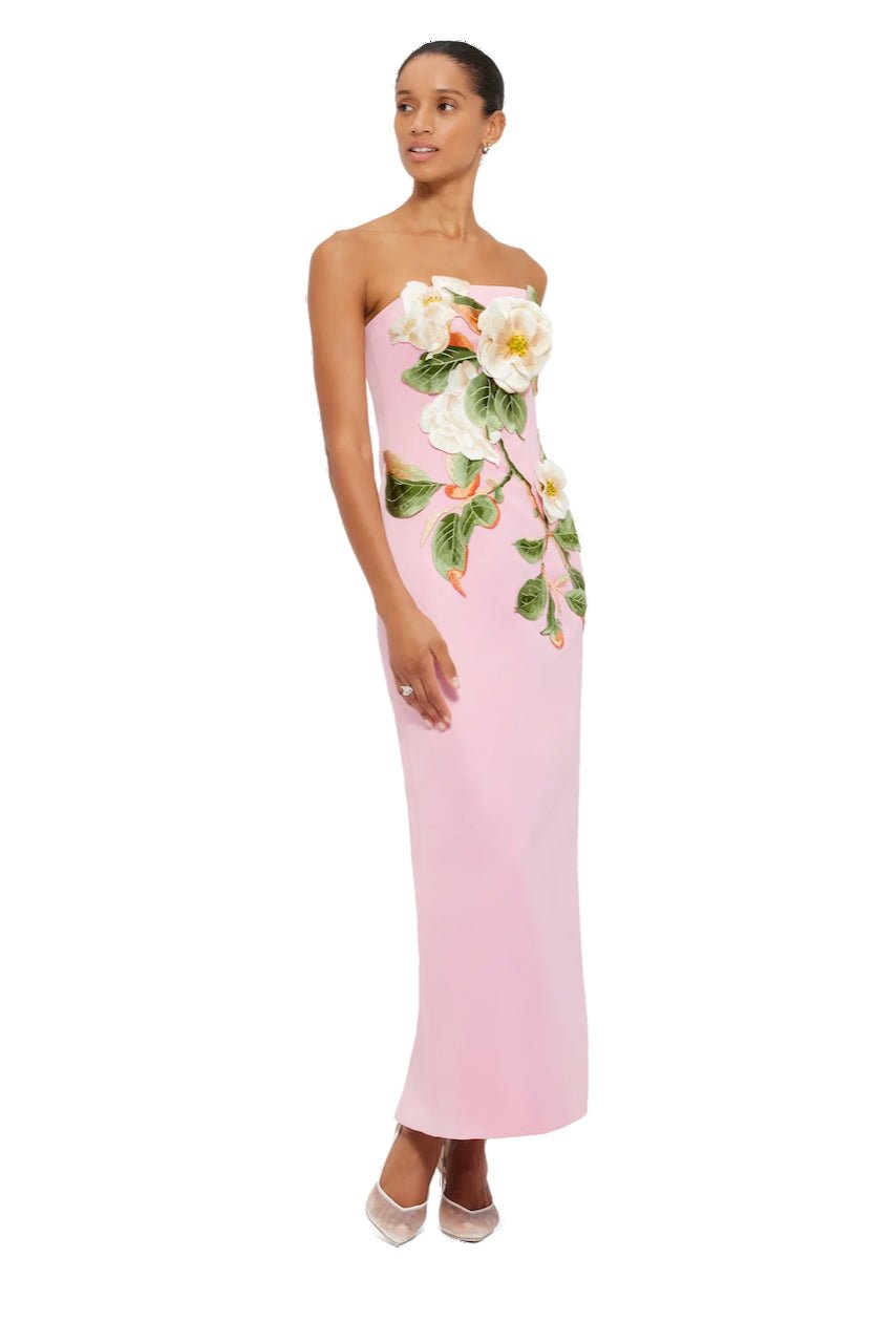 Leo Lin Rayna Appliqué Floral Bustier Maxi Dress - Camelia Print photo 4