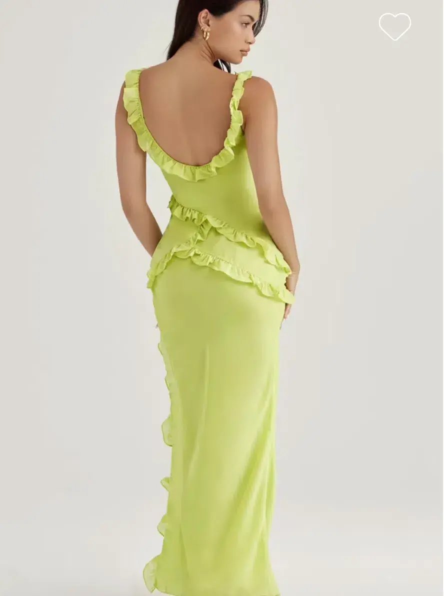 House Of CB Pixie Dress Lime Green Ruffle Front Size 10 photo 3